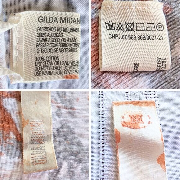 GILDA MIDANI Orange Cream & Gray Splatter Tie Dye 100% Cotton SS Maxi Dress Sz M - Picture 4 of 7